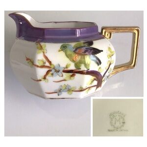 Vintage 40s Noritake M Art Deco Creamer Hand Painted Bird Design & Gold Accent